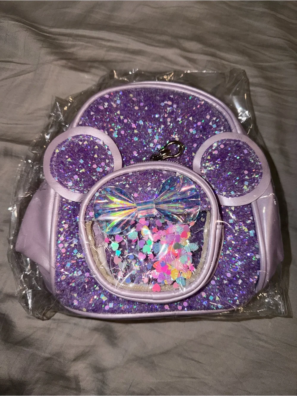 Kids Sparkle Mouse Ear Mini Backpack - Purple